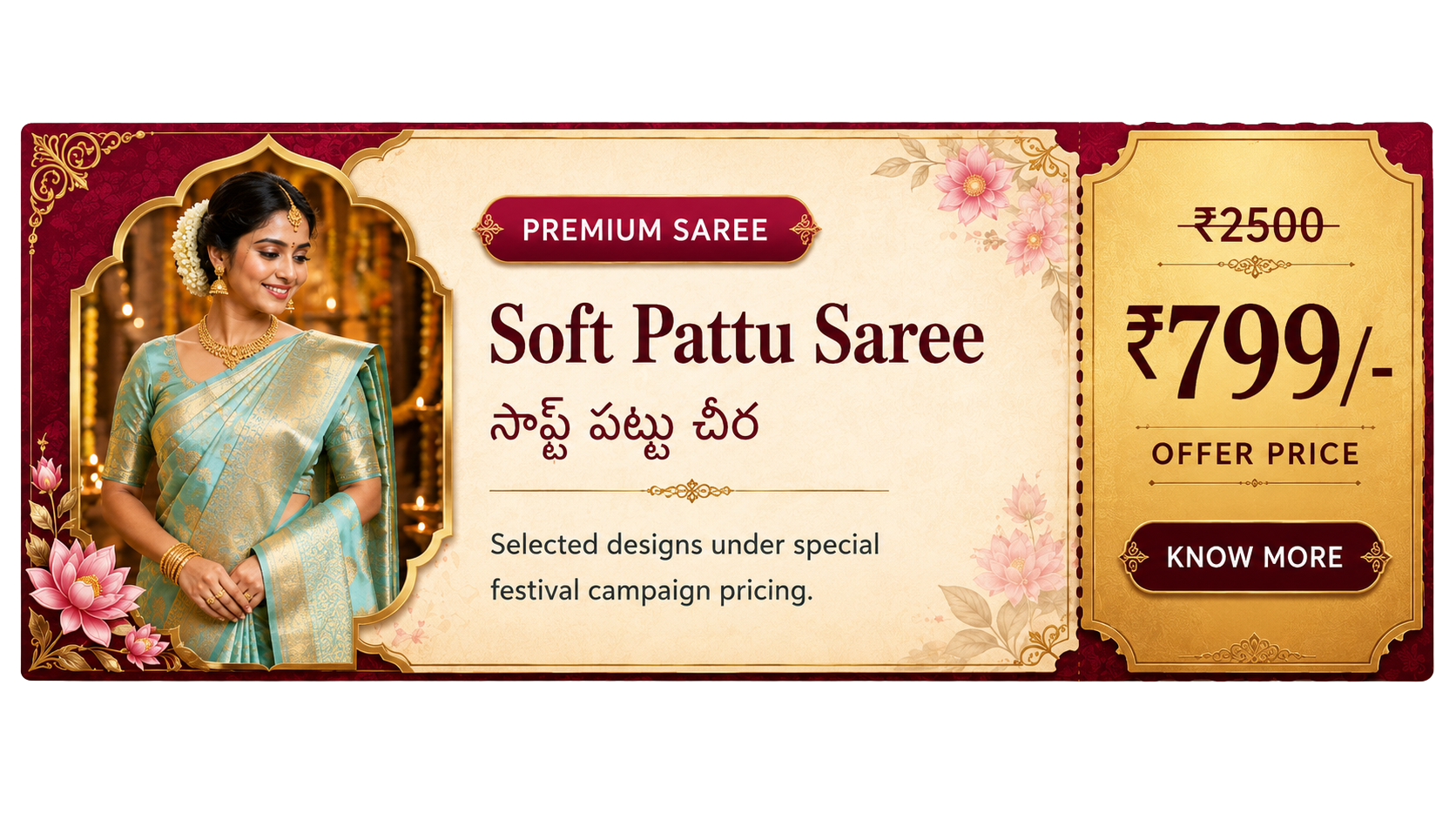 Premium soft pattu saree offer at Subhamasthu